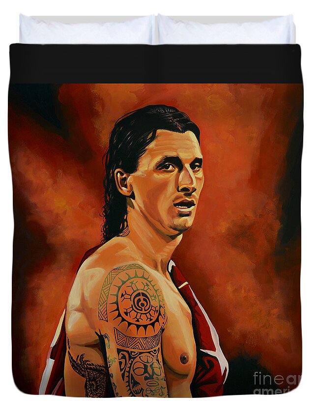 Zlatan Ibrahimovic Duvet Cover featuring the painting Zlatan Ibrahimovic Painting by Paul Meijering