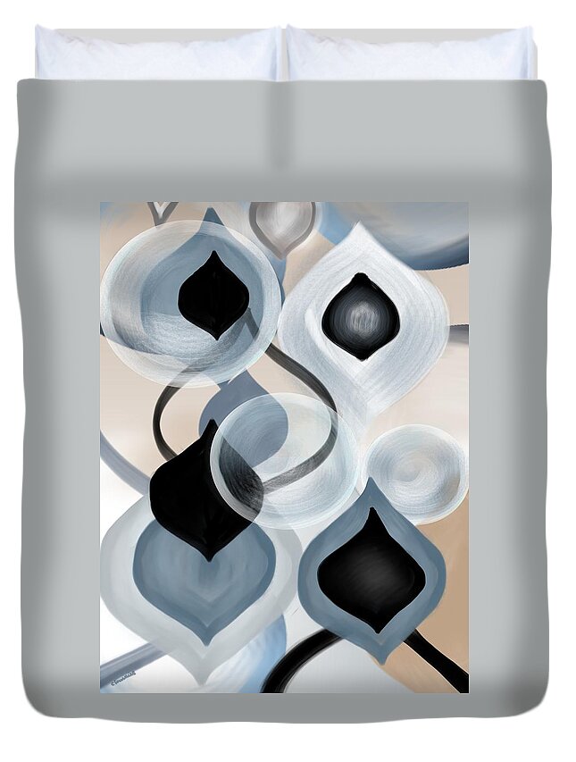 Abstract Duvet Cover featuring the digital art Zync by Christine Fournier