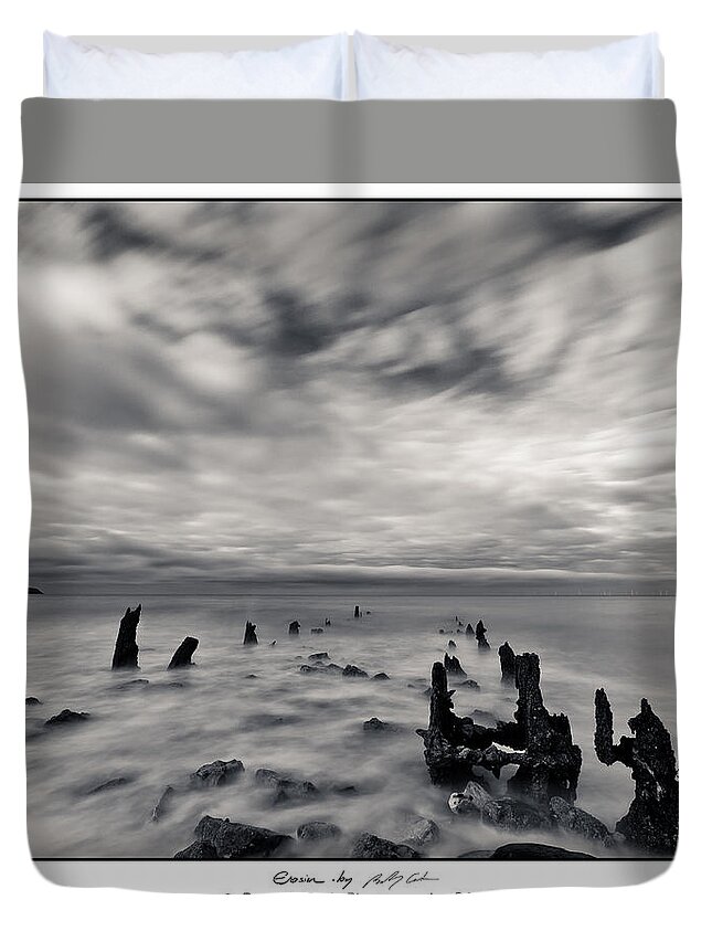 Groynes Duvet Cover featuring the photograph Erosion by B Cash
