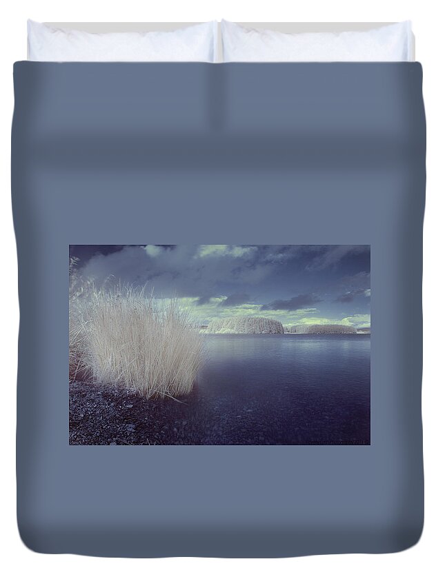 Mono Duvet Cover featuring the photograph Infrared at Llyn Brenig by B Cash
