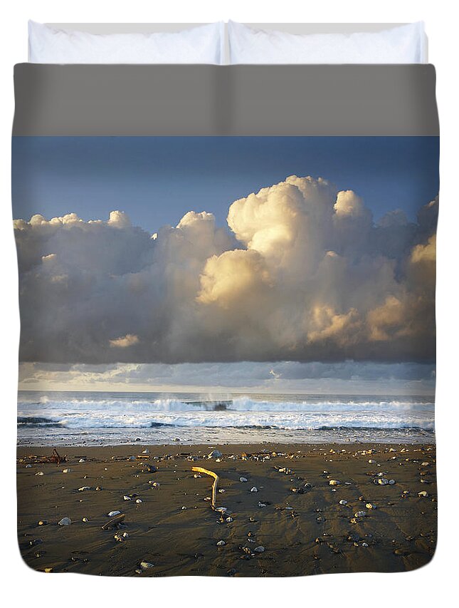 00176965 Duvet Cover featuring the photograph Beach And Waves Corcovado National Park #1 by Tim Fitzharris