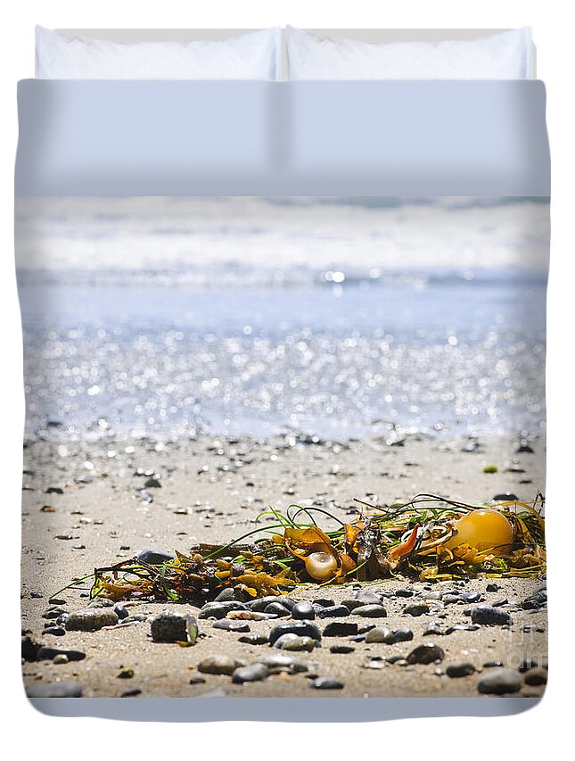 Pacific Duvet Cover featuring the photograph Beach detail on Pacific ocean coast 1 by Elena Elisseeva
