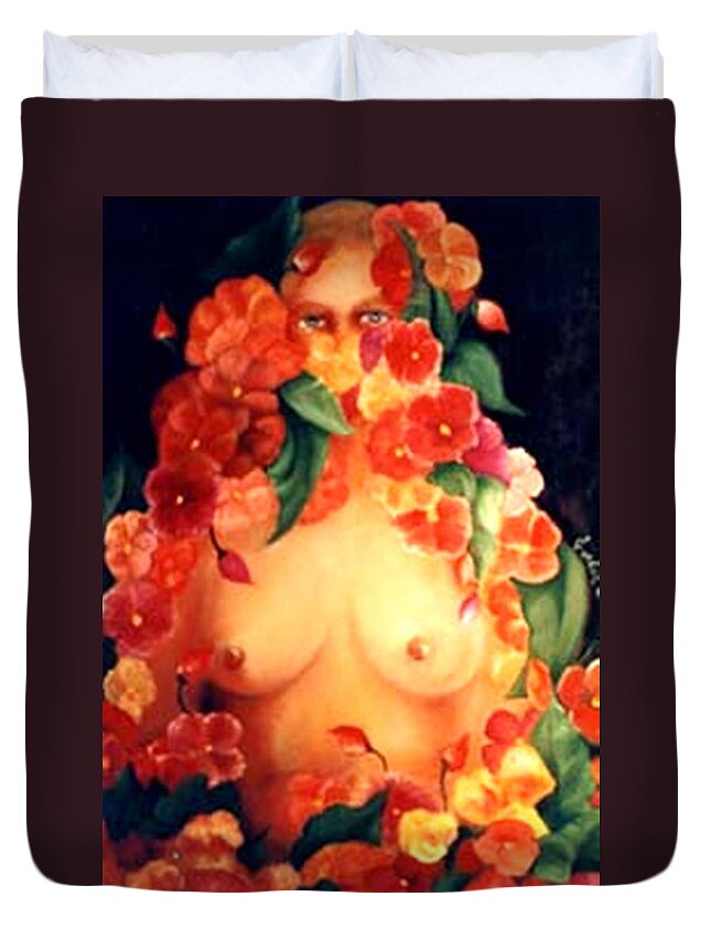  Duvet Cover featuring the painting Blooms by Jordana Sands