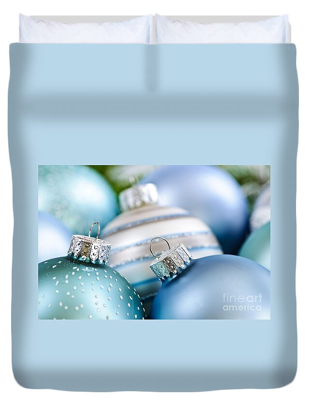 Christmas Duvet Cover featuring the photograph Christmas ornaments 9 by Elena Elisseeva