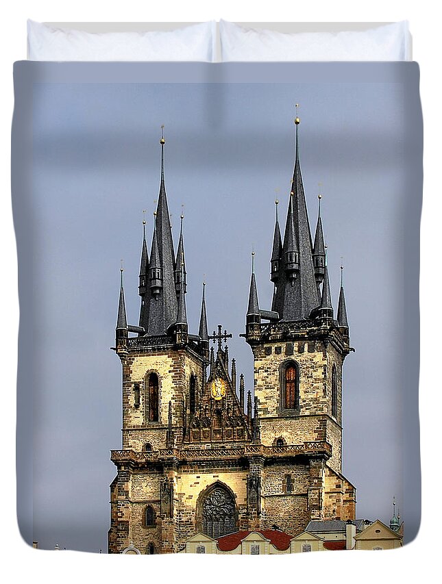 Tyn Church Duvet Cover featuring the photograph Church of Our Lady Before Tyn - Prague CZ #1 by Alexandra Till