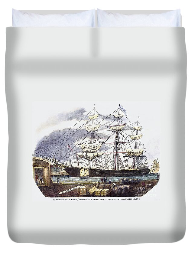 1850s Duvet Cover featuring the photograph Clipper Ship, 1851 #1 by Granger