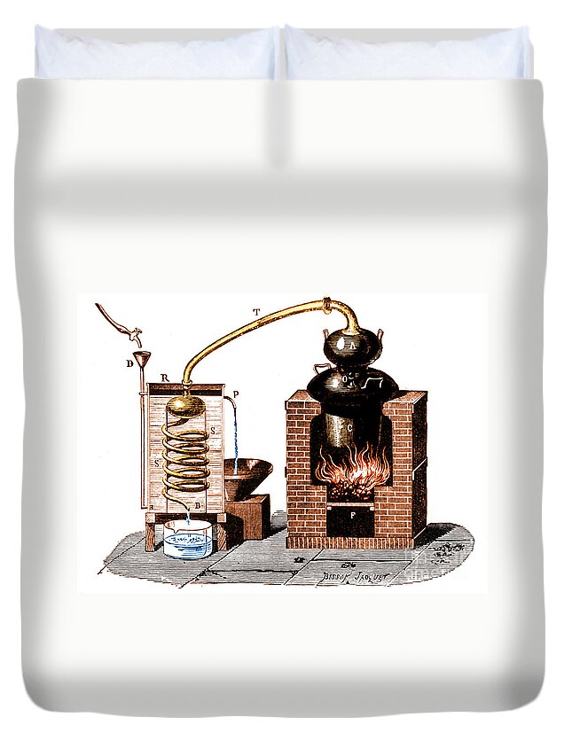 Science Duvet Cover featuring the photograph Distillation By Means Of A Metallic #1 by Science Source