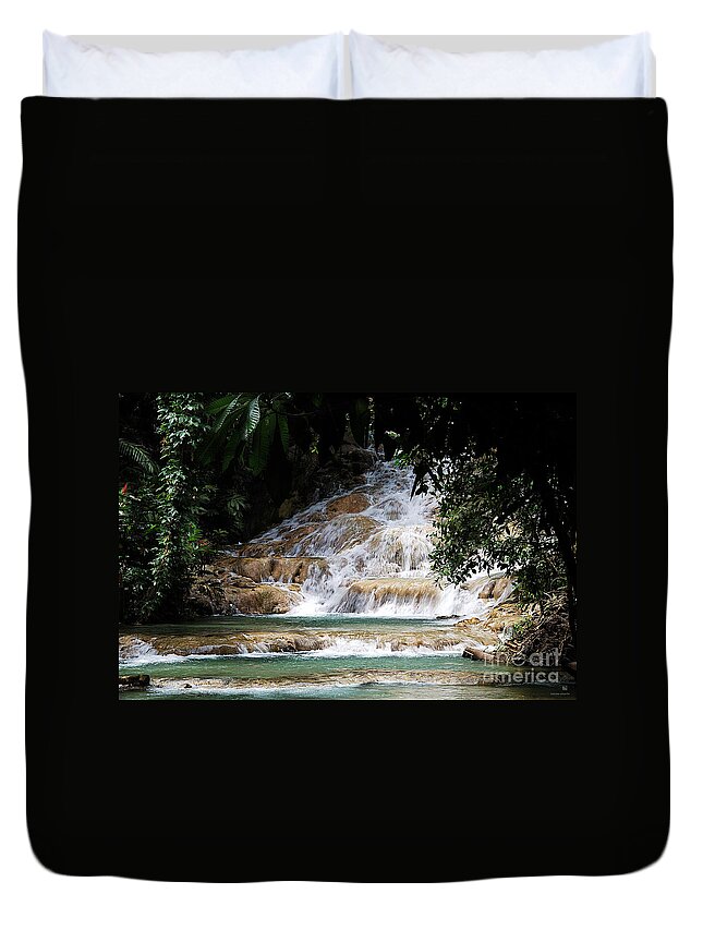 Waterfall Duvet Cover featuring the photograph dunn falls II #1 by Hannes Cmarits