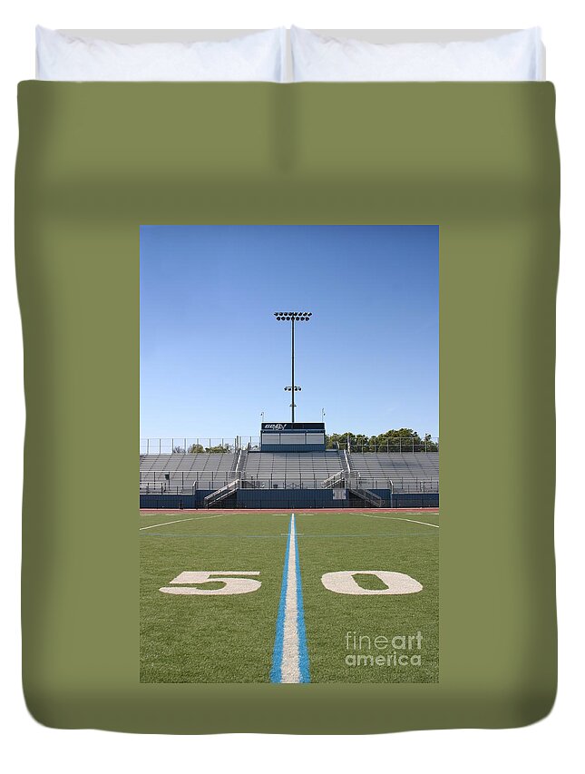 American Duvet Cover featuring the photograph Football Field Fifty #1 by Henrik Lehnerer