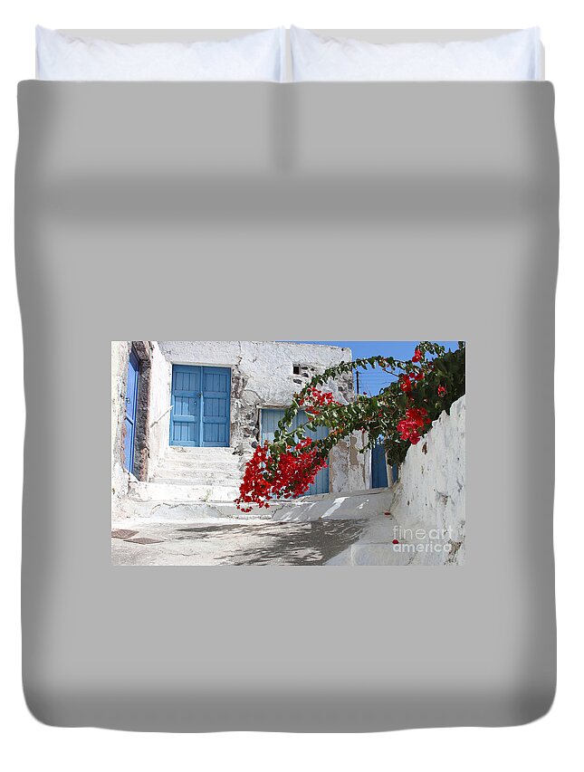 House Duvet Cover featuring the photograph Greece #1 by Milena Boeva