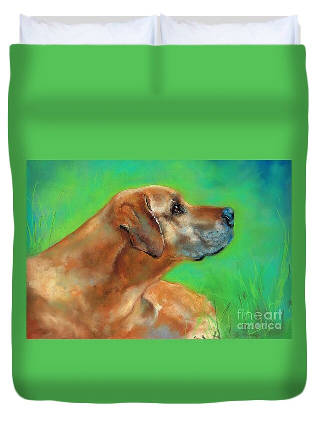 Dog Art Duvet Cover featuring the pastel Jasper #1 by Frances Marino