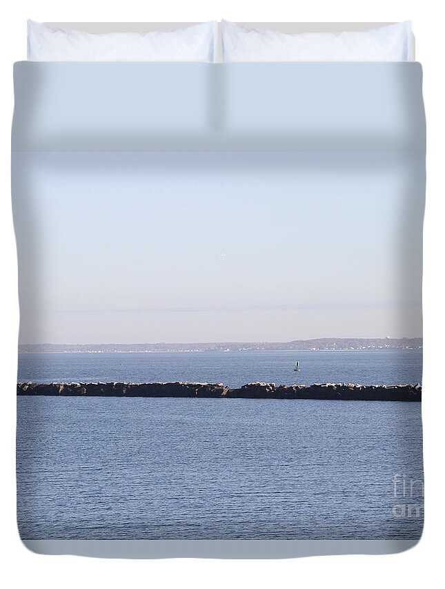 Breakwater Duvet Cover featuring the photograph Jetty In Long Island Sound #1 by Photo Researchers, Inc.