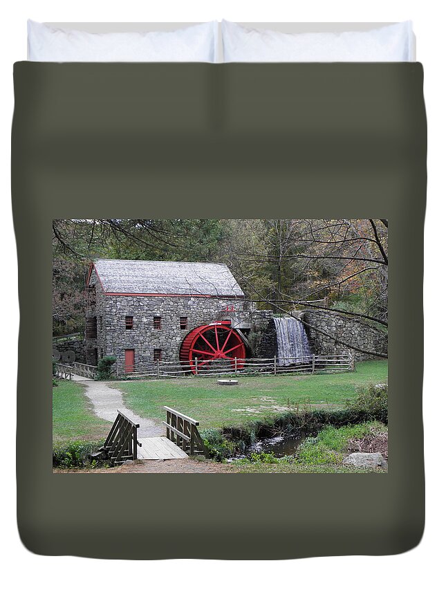 Longfellow Duvet Cover featuring the photograph Longfellow Grist Mill x18 #1 by Kim Galluzzo