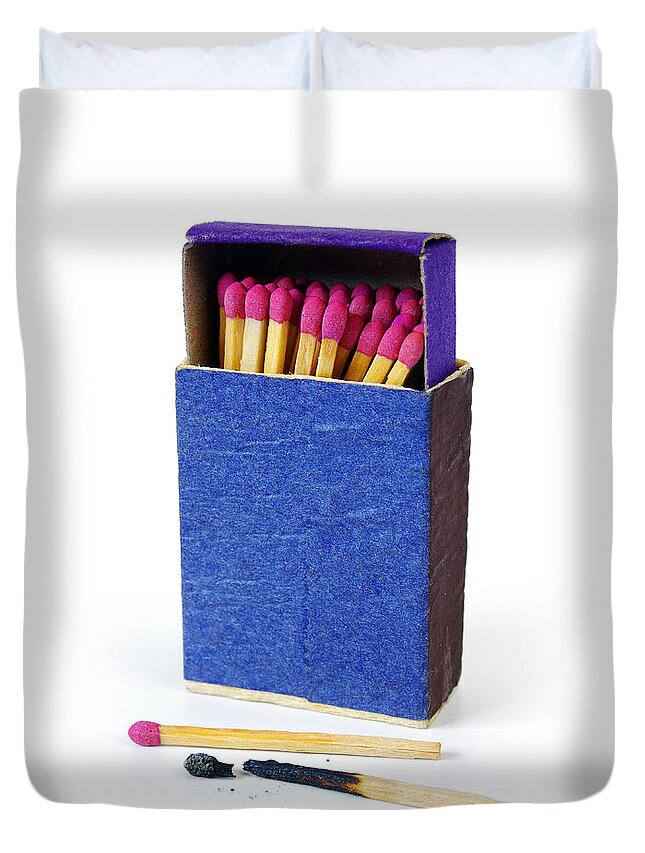 Blue Duvet Cover featuring the photograph Matchbox #1 by Carlos Caetano