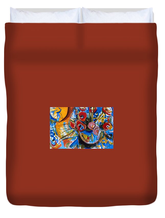 Poppies Duvet Cover featuring the painting Poppies #1 by John Gholson