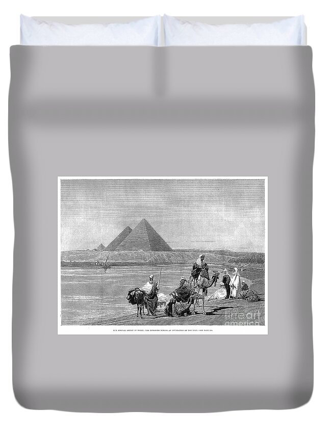 1882 Duvet Cover featuring the photograph Pyramids At Giza, 1882 #1 by Granger
