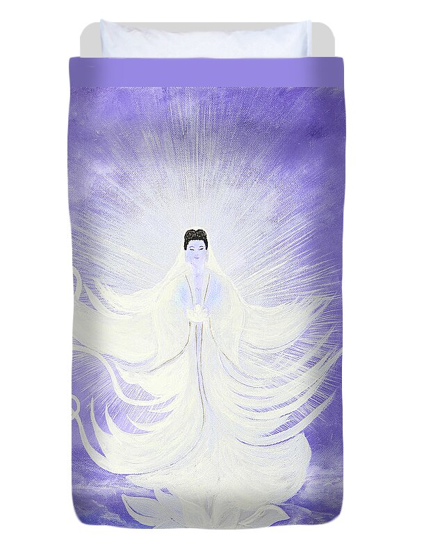 Goddess Duvet Cover featuring the painting Quan Yin by Judy M Watts-Rohanna