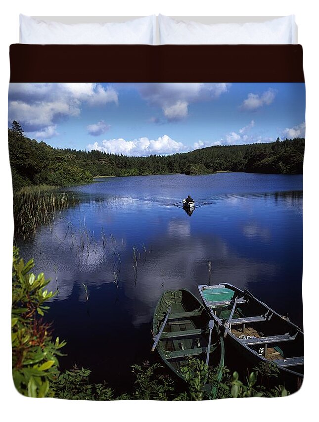 Angling Duvet Cover featuring the photograph Salmon Fishing, Ballinahinch #1 by The Irish Image Collection 