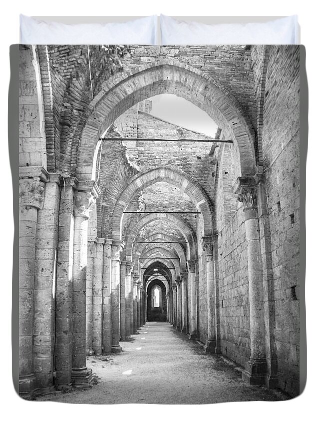 Church Duvet Cover featuring the photograph San Galgano Abbey #1 by Ralf Kaiser