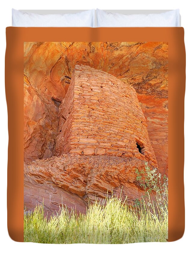 Ancient Duvet Cover featuring the photograph Tower Anasazi Indian Ruins - Comb Ridge - Utah #1 by Gary Whitton