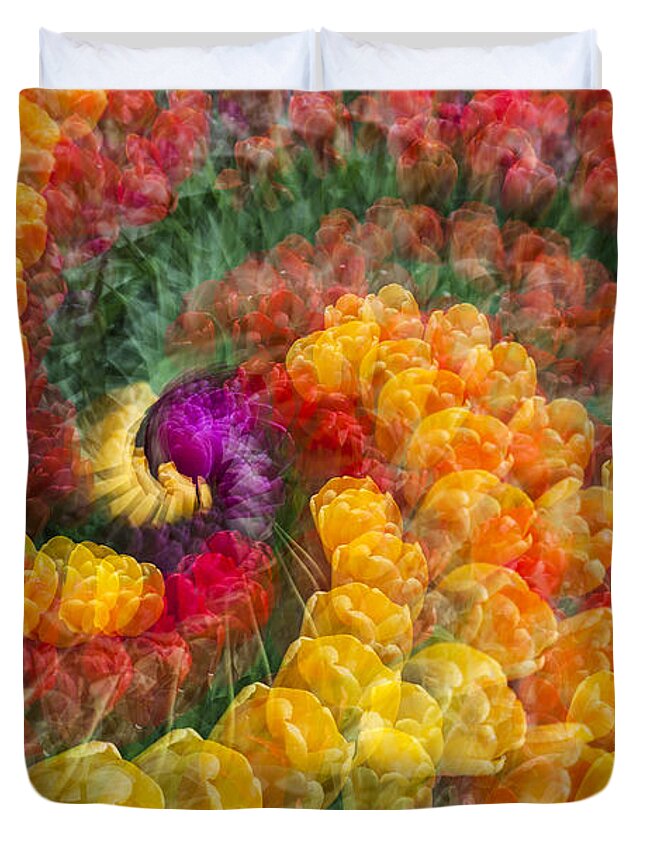 Tulips Duvet Cover featuring the photograph Tulip spiral #2 by Yoshiki Nakamura