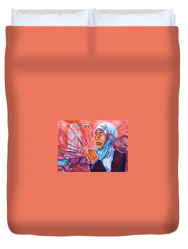 Middle East Duvet Cover featuring the painting Victims of War by Carol Allen Anfinsen