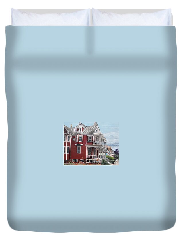 Victorian Duvet Cover featuring the painting Victorian afternoon Cape May by Barbara Barber