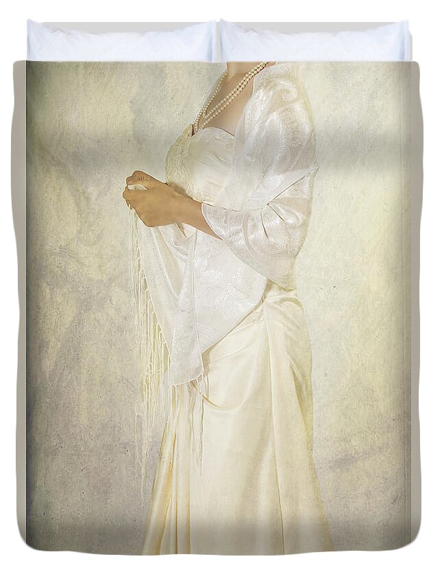 Female Duvet Cover featuring the photograph Wedding Dress #1 by Joana Kruse