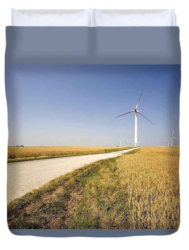 Built Structure Duvet Cover featuring the photograph Wind Turbine, Humberside, England #1 by John Short