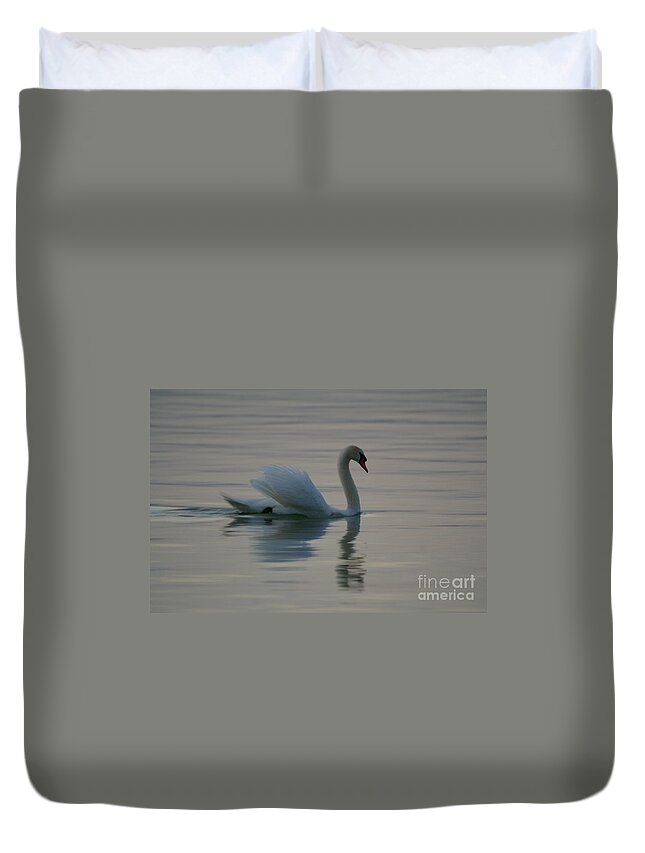 Nature Duvet Cover featuring the photograph Swan #14 by Odon Czintos