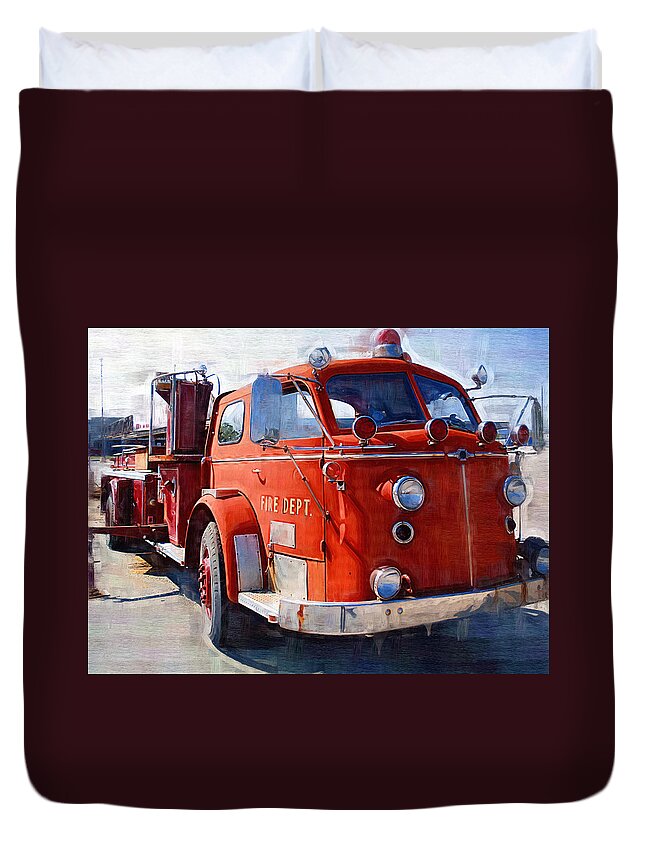 1954 American Lafrance Classic Fire Engine Truck Duvet Cover For