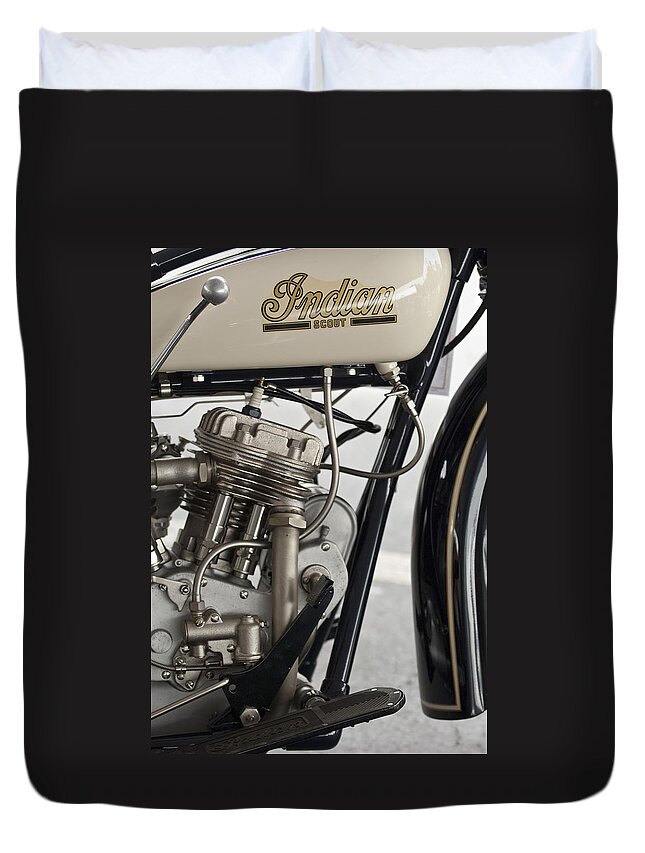 1931 Indian 101 Scout 45 Ci Duvet Cover featuring the photograph 1931 Indian 101 Scout 45 CI Motorcycle #2 by Jill Reger
