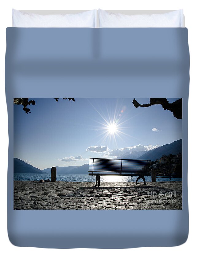 Bench Duvet Cover featuring the photograph Bench in backlight #2 by Mats Silvan