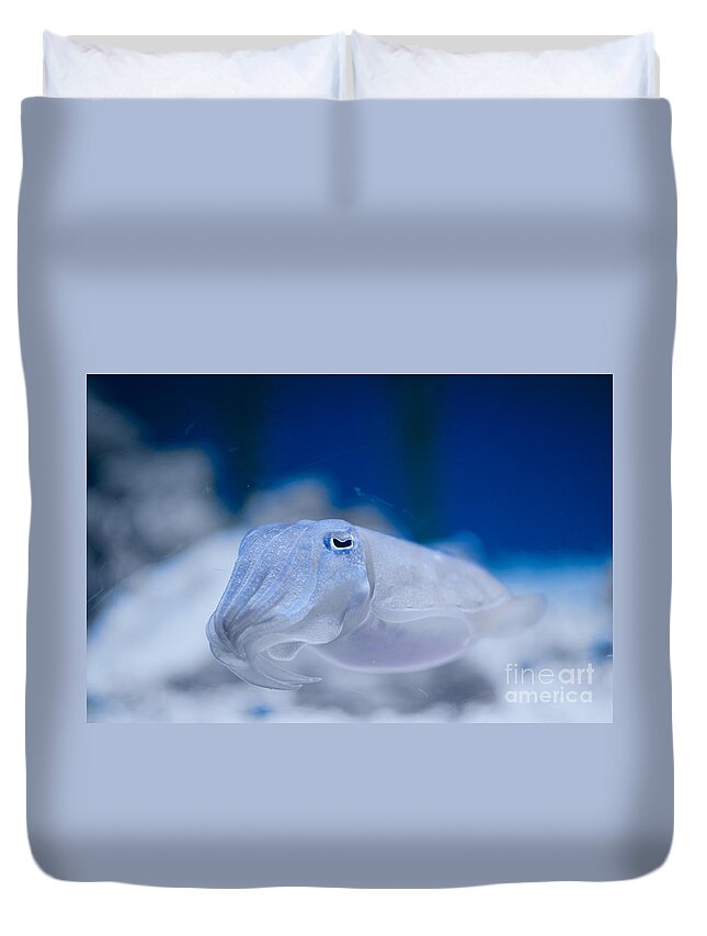 Aquarium Duvet Cover featuring the digital art Cuttlefish #2 by Carol Ailles