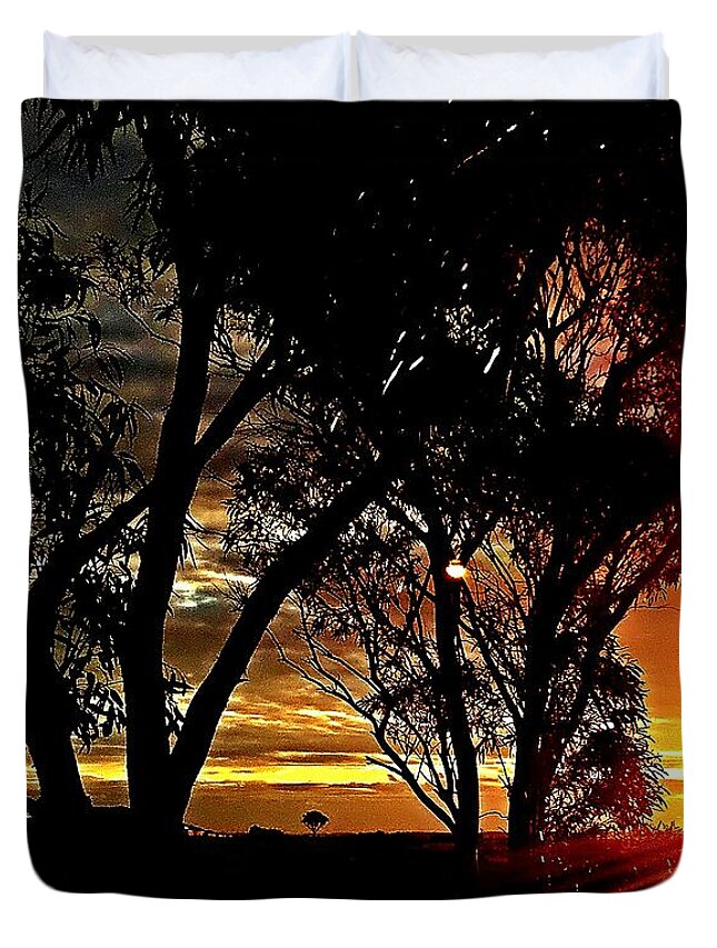 Blair Stuart Duvet Cover featuring the photograph Outback sunset #2 by Blair Stuart