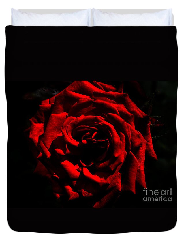 Red Rose Duvet Cover featuring the photograph red #2 by Milena Boeva