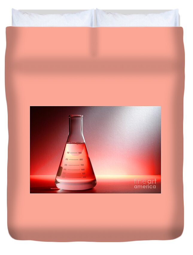 Erlenmeyer Duvet Cover featuring the photograph Laboratory Equipment in Science Research Lab #20 by Science Research Lab