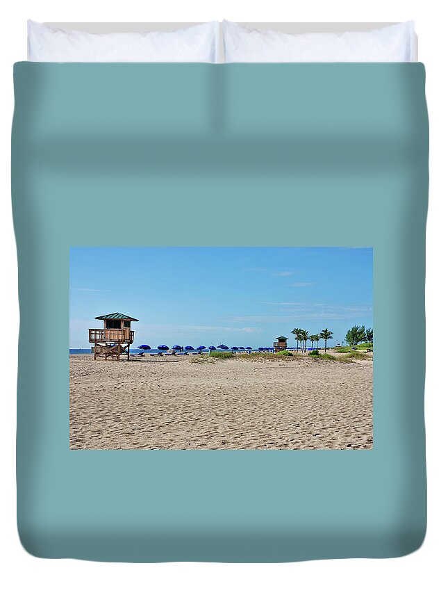 Beach Duvet Cover featuring the photograph 23- Singer Palms by Joseph Keane