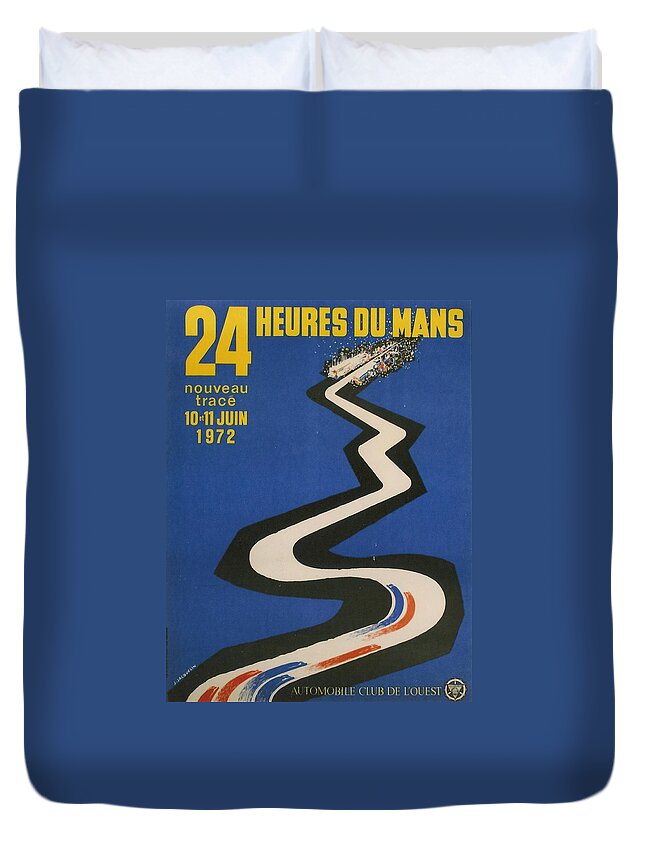 24 Hours Of Le Mans Duvet Cover featuring the digital art 24 Hours of Le Mans - 1972 by Georgia Clare