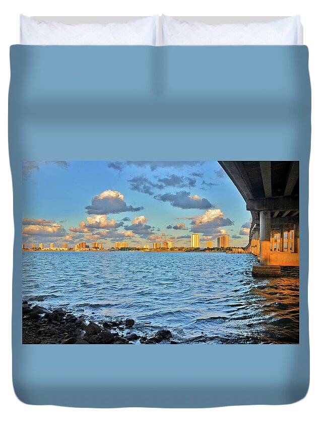 Blue Heron Bridge Duvet Cover featuring the photograph 28- Bridges by Joseph Keane