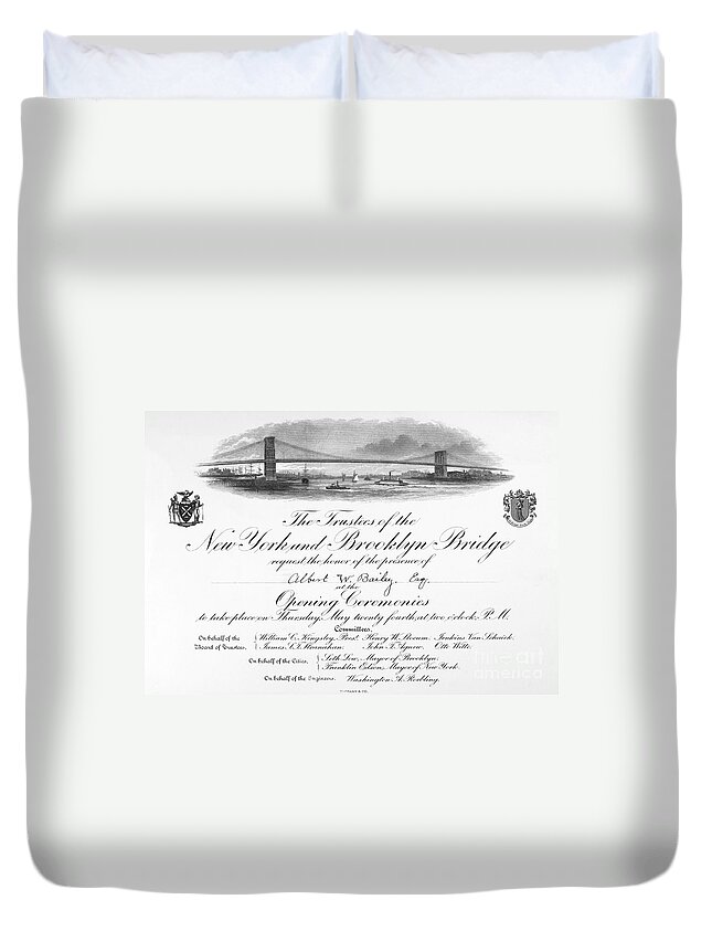 1883 Duvet Cover featuring the photograph Brooklyn Bridge: Opening #3 by Granger