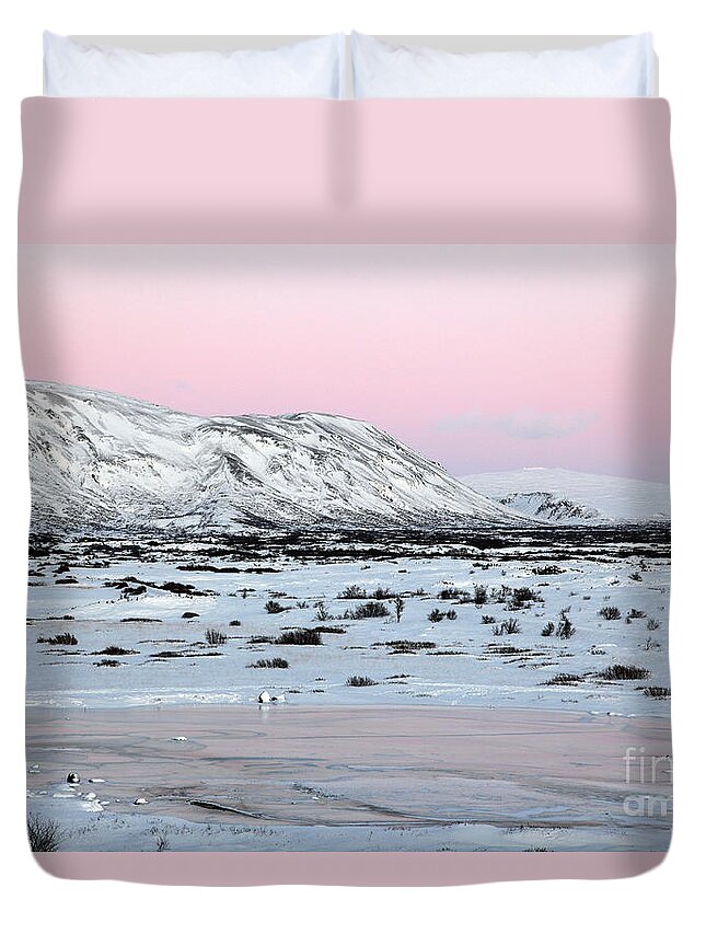 Landscape Duvet Cover featuring the photograph Iceland #3 by Milena Boeva