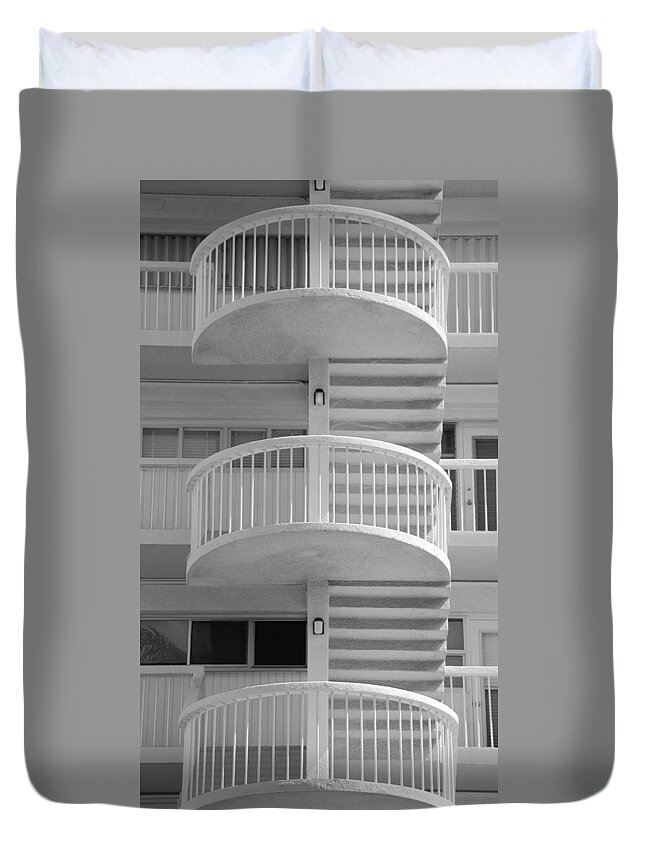 Architecture Duvet Cover featuring the photograph 3 RAILS in BLACK AND WHITE by Rob Hans