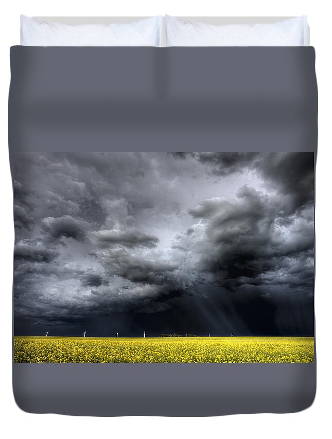 Storm Duvet Cover featuring the photograph Storm Clouds Saskatchewan #32 by Mark Duffy