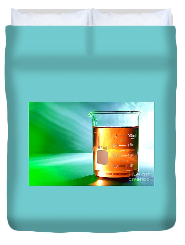 Amber Duvet Cover featuring the photograph Laboratory Equipment in Science Research Lab #4 by Science Research Lab