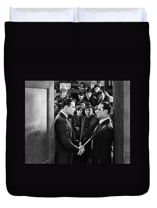 -offices- Duvet Cover featuring the photograph Silent Film Still: Offices #4 by Granger