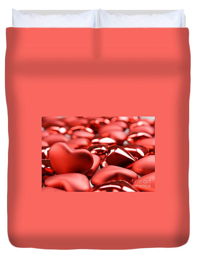 Heart Duvet Cover featuring the photograph Valentine hearts #4 by Kati Finell