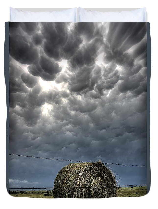 Storm Duvet Cover featuring the photograph Storm Clouds Saskatchewan #49 by Mark Duffy