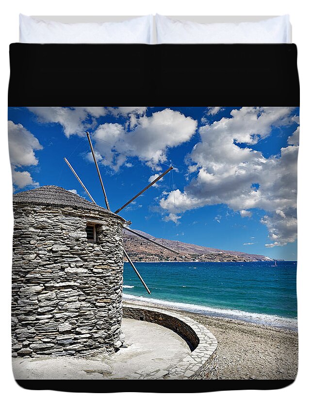 Aegean Duvet Cover featuring the photograph Andros island - Greece #5 by Constantinos Iliopoulos