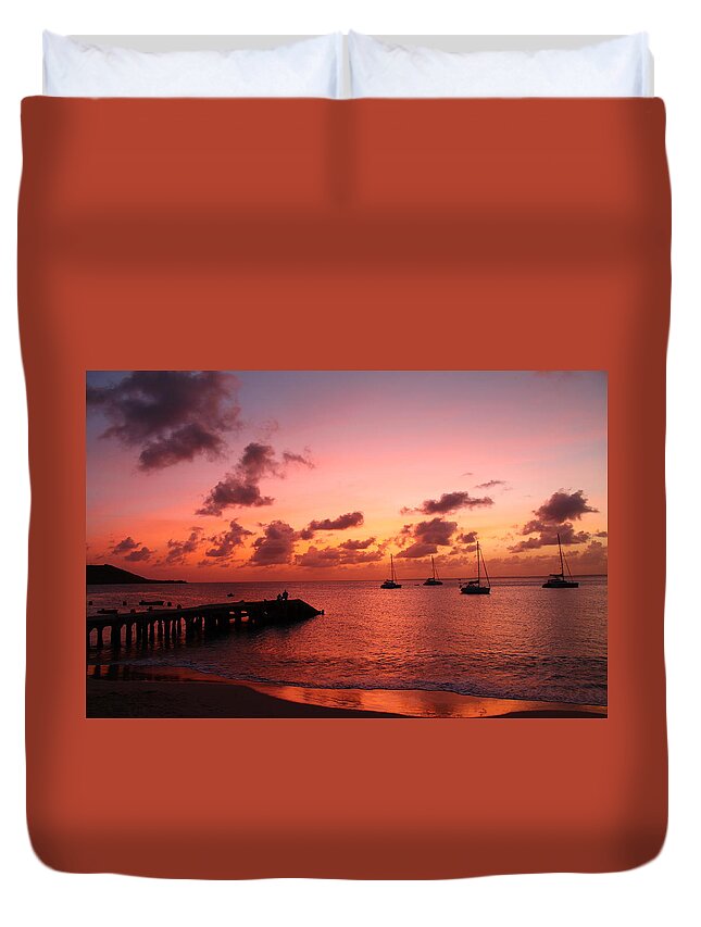 Sunset Duvet Cover featuring the photograph Sunset #5 by Catie Canetti